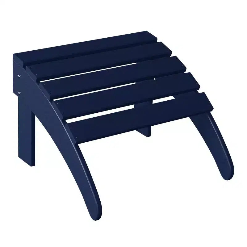 WestinTrends Malibu HDPE Outdoor Patio Folding Adirondack Chair with Ottoman and Side Table - Navy Blue