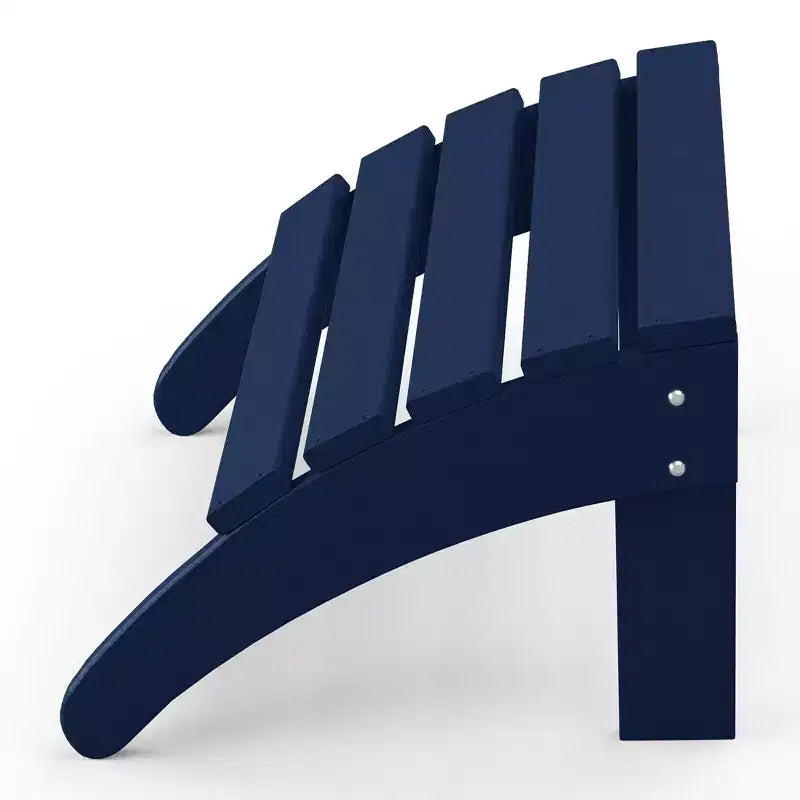 WestinTrends Malibu HDPE Outdoor Patio Folding Adirondack Chair with Ottoman and Side Table - Navy Blue