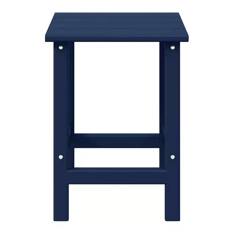 WestinTrends Malibu HDPE Outdoor Patio Folding Adirondack Chair with Ottoman and Side Table - Navy Blue