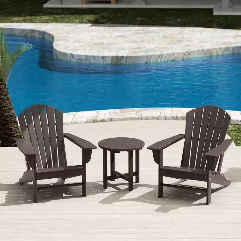 WestinTrends Dylan HDPE Outdoor Patio Adirondack Conversation Set (3-Piece)