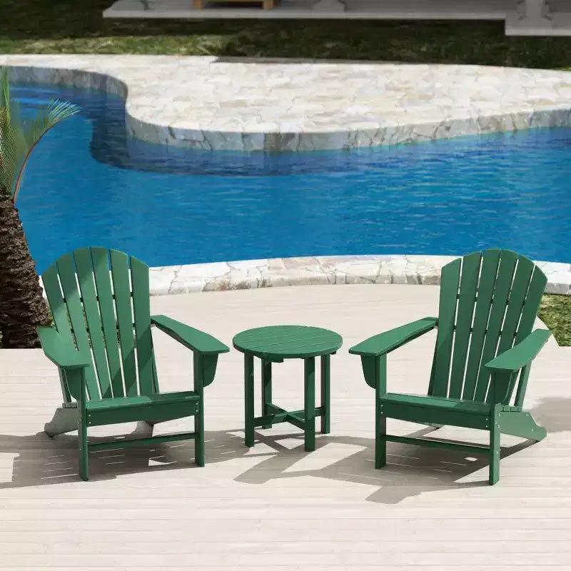 WestinTrends Dylan HDPE Outdoor Patio Adirondack Conversation Set (3-Piece)