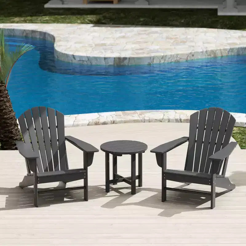 WestinTrends Dylan HDPE Outdoor Patio Adirondack Conversation Set (3-Piece)