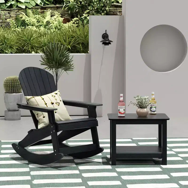 WestinTrends 2-Piece Outdoor Patio Adirondack Rocking Chair with Side Table Set
