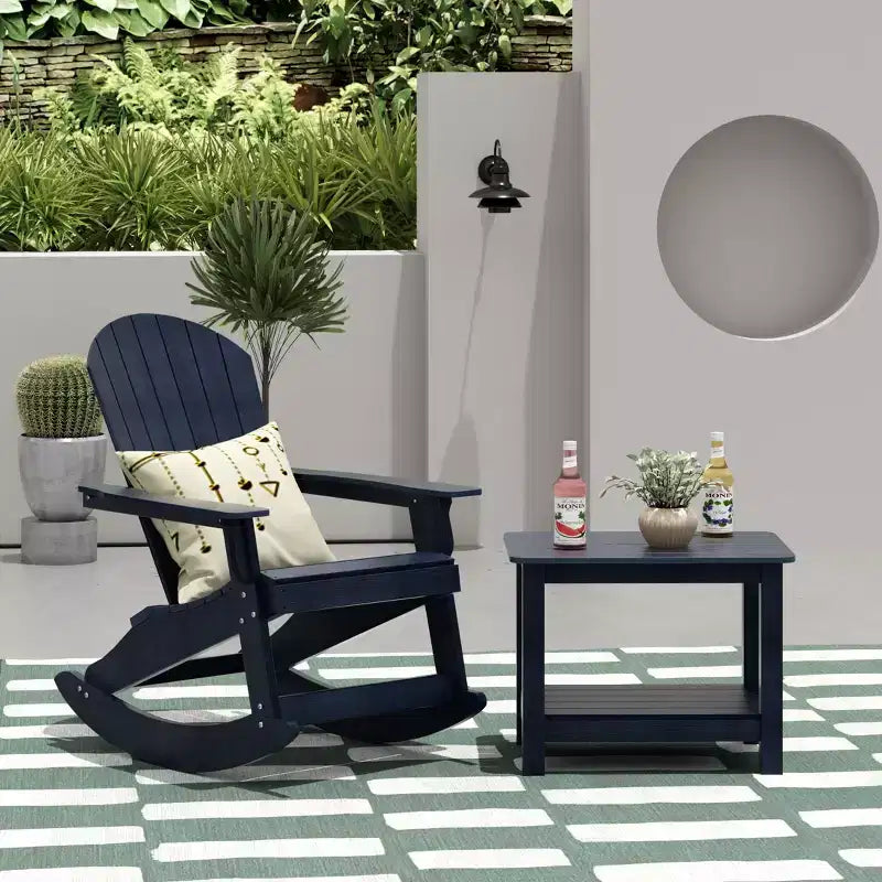 WestinTrends 2-Piece Outdoor Patio Adirondack Rocking Chair with Side Table Set