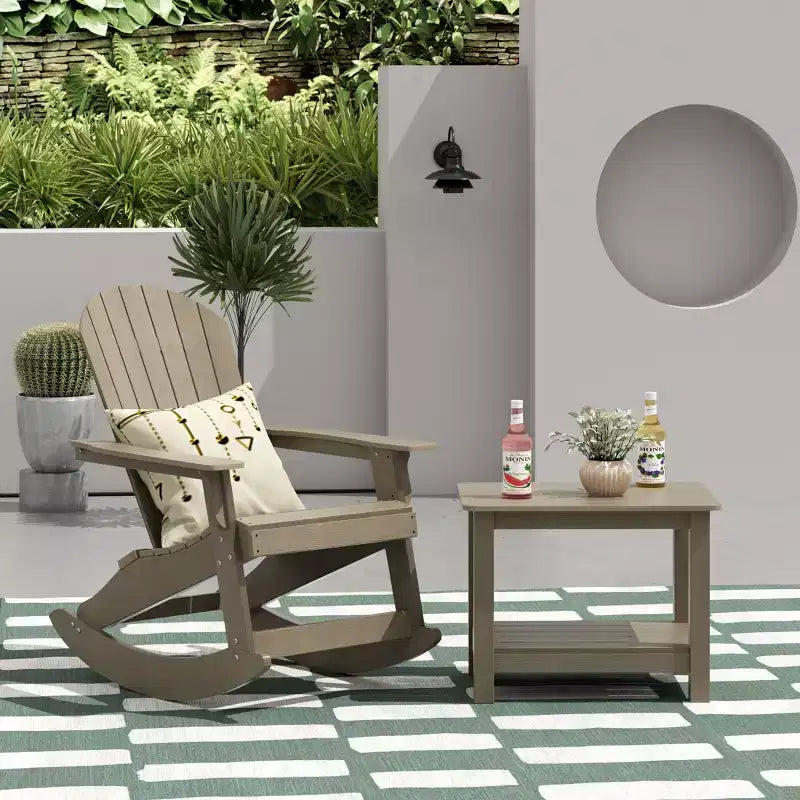 WestinTrends 2-Piece Outdoor Patio Adirondack Rocking Chair with Side Table Set