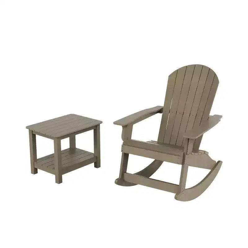 WestinTrends 2-Piece Outdoor Patio Adirondack Rocking Chair with Side Table Set