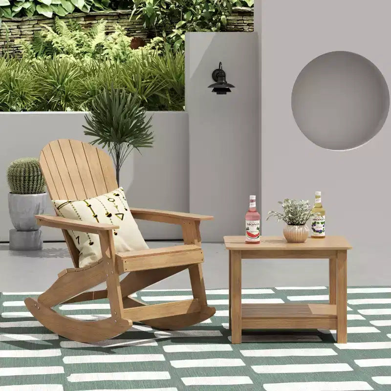 WestinTrends 2-Piece Outdoor Patio Adirondack Rocking Chair with Side Table Set