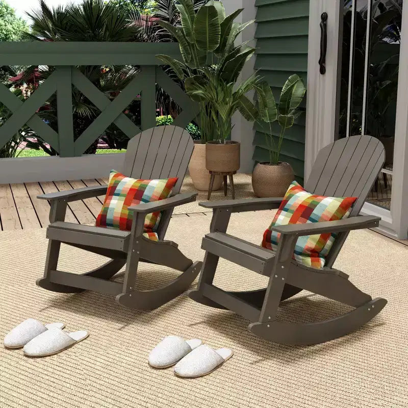 WestinTrends 2-Piece Outdoor Patio All-weather Adirondack Rocking Chair Set