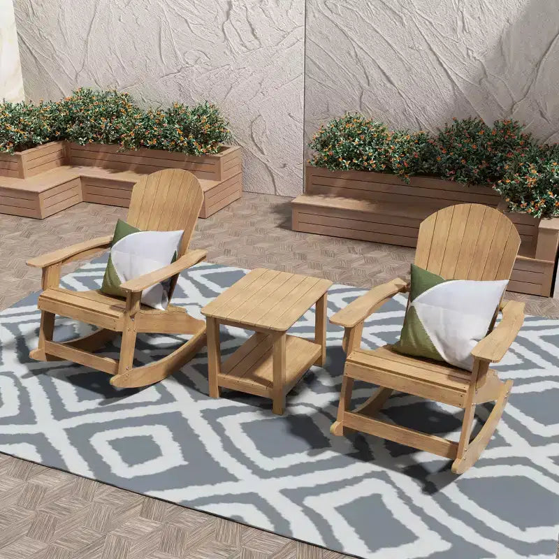 WestinTrends 3-Piece Outdoor Patio Adirondack Rocking Chair with Side Table Set