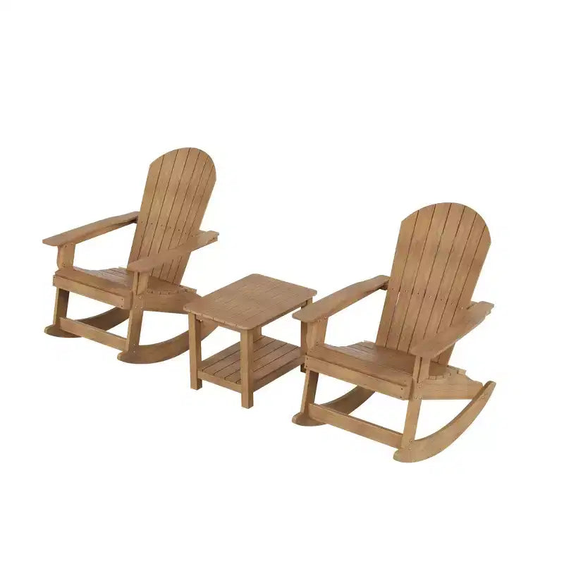 WestinTrends 3-Piece Outdoor Patio Adirondack Rocking Chair with Side Table Set