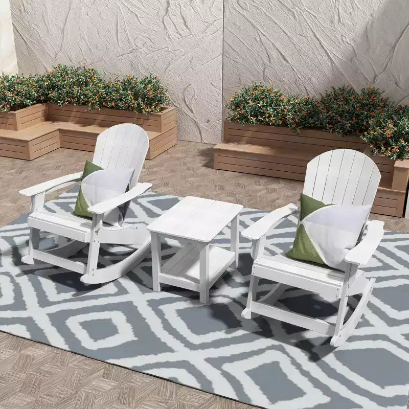 WestinTrends 3-Piece Outdoor Patio Adirondack Rocking Chair with Side Table Set
