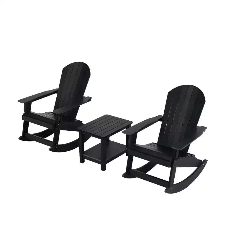 WestinTrends 3-Piece Outdoor Patio Adirondack Rocking Chair with Side Table Set