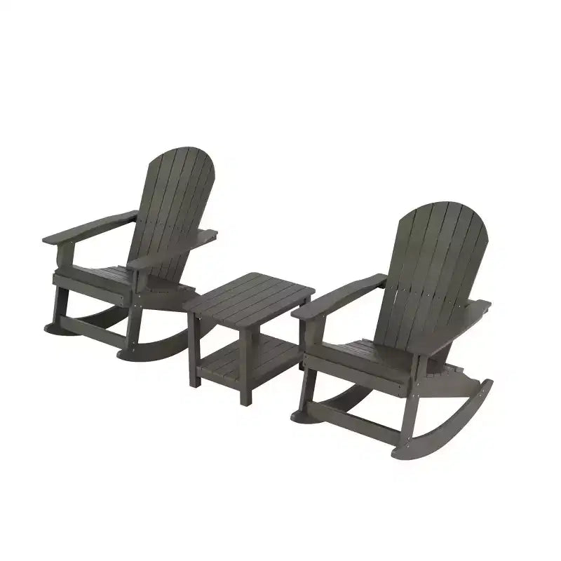 WestinTrends 3-Piece Outdoor Patio Adirondack Rocking Chair with Side Table Set