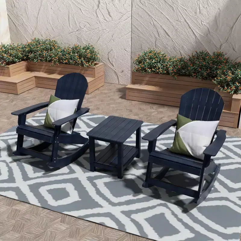 WestinTrends 3-Piece Outdoor Patio Adirondack Rocking Chair with Side Table Set