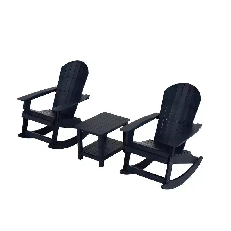WestinTrends 3-Piece Outdoor Patio Adirondack Rocking Chair with Side Table Set