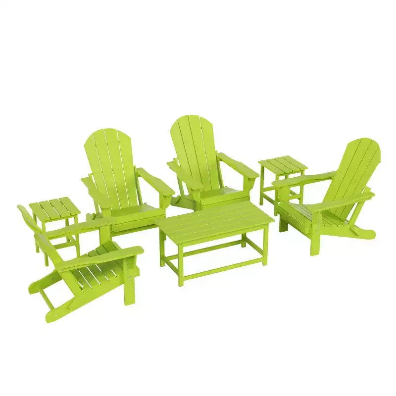 WestinTrends 7 Piece Set Outdoor Folding Adirondack Chairs with Coffee Table Side Table