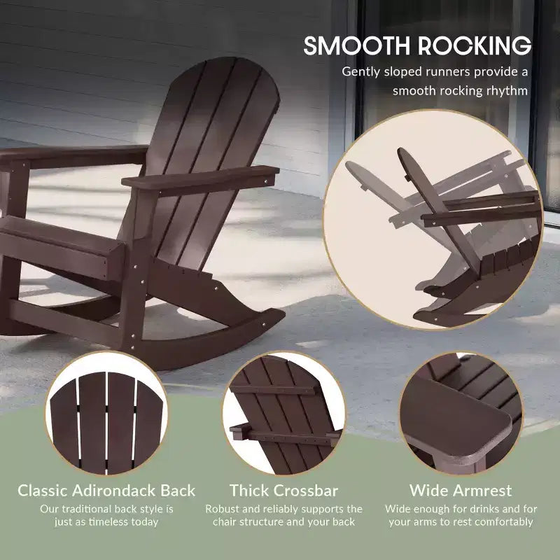 WestinTrends 3 Piece set Outdoor Patio Poly Adirondack rocking chairs with side table