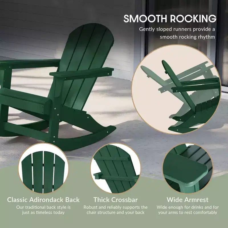 WestinTrends 3 Piece set Outdoor Patio Poly Adirondack rocking chairs with side table