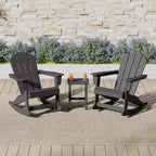 WestinTrends 3 Piece set Outdoor Patio Poly Adirondack rocking chairs with side table