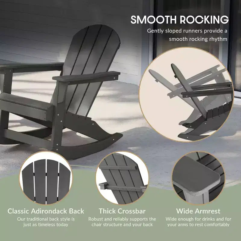 WestinTrends 3 Piece set Outdoor Patio Poly Adirondack rocking chairs with side table