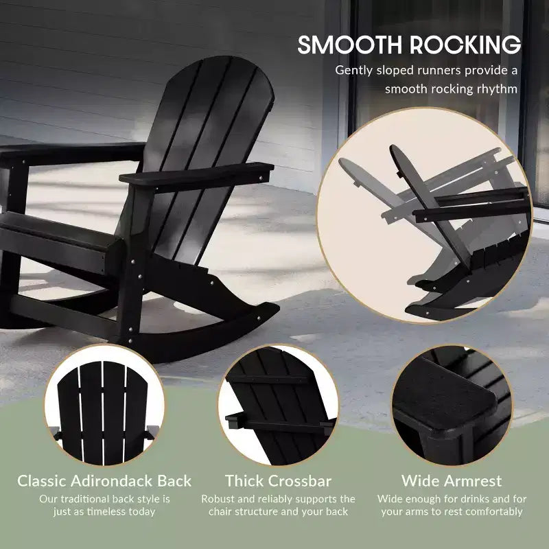 WestinTrends 3 Piece set Outdoor Patio Poly Adirondack rocking chairs with side table