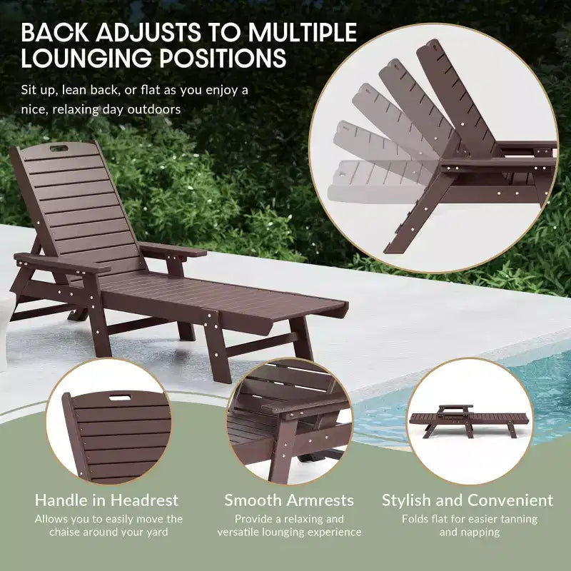 WestinTrends 3 Pieces Set Poly Adirondack Outdoor Chaise Lounges with Side Table
