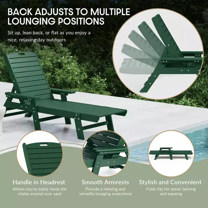 WestinTrends 3 Pieces Set Poly Adirondack Outdoor Chaise Lounges with Side Table