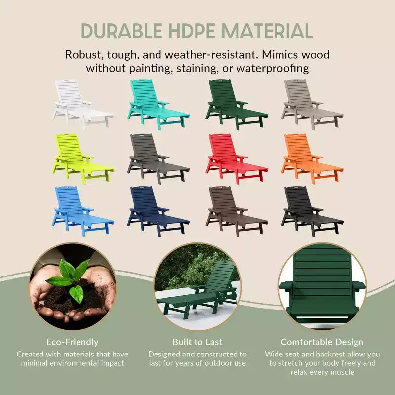 WestinTrends 3 Pieces Set Poly Adirondack Outdoor Chaise Lounges with Side Table