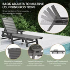 WestinTrends 3 Pieces Set Poly Adirondack Outdoor Chaise Lounges with Side Table