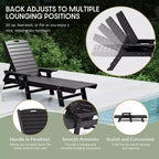 WestinTrends 3 Pieces Set Poly Adirondack Outdoor Chaise Lounges with Side Table