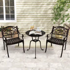 Costway 2/4 PCS Cast Aluminum Patio Chairs Set of 2 Outdoor Dining with Armrests & Curved Seats Bronze