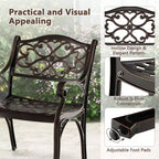 Costway 2/4 PCS Cast Aluminum Patio Chairs Set of 2 Outdoor Dining with Armrests & Curved Seats Bronze