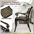 Costway 2/4 PCS Cast Aluminum Patio Chairs Set of 2 Outdoor Dining with Armrests & Curved Seats Bronze