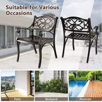 Costway 2/4 PCS Cast Aluminum Patio Chairs Set of 2 Outdoor Dining with Armrests & Curved Seats Bronze