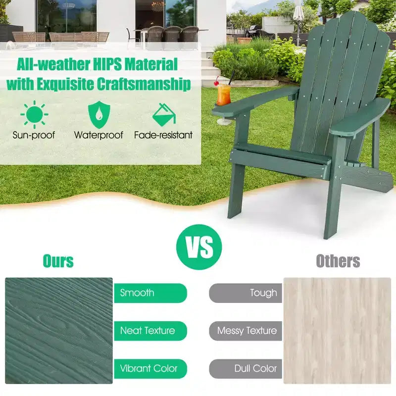Costway Sedia Adirondack HIPS con Portabicchieri e Cuscino Nero/Verde/Blu Navy/Grigio/Bianco/Giallo