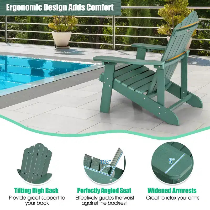 Costway Sedia Adirondack HIPS con Portabicchieri e Cuscino Nero/Verde/Blu Navy/Grigio/Bianco/Giallo