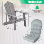 Costway Sedia Adirondack HIPS con Portabicchieri e Cuscino Nero/Verde/Blu Navy/Grigio/Bianco/Giallo