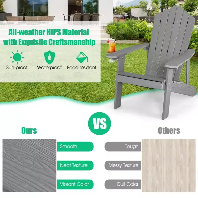 Costway Sedia Adirondack HIPS con Portabicchieri e Cuscino Nero/Verde/Blu Navy/Grigio/Bianco/Giallo