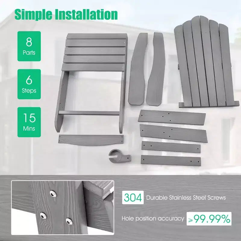 Costway Sedia Adirondack HIPS con Portabicchieri e Cuscino Nero/Verde/Blu Navy/Grigio/Bianco/Giallo
