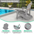 Costway Sedia Adirondack HIPS con Portabicchieri e Cuscino Nero/Verde/Blu Navy/Grigio/Bianco/Giallo