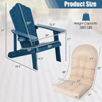 Costway Sedia Adirondack HIPS con Portabicchieri e Cuscino Nero/Verde/Blu Navy/Grigio/Bianco/Giallo