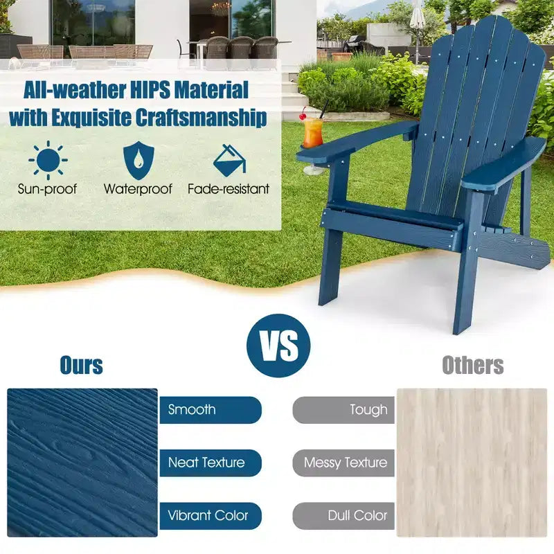 Costway Sedia Adirondack HIPS con Portabicchieri e Cuscino Nero/Verde/Blu Navy/Grigio/Bianco/Giallo