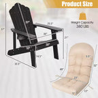 Costway Sedia Adirondack HIPS con Portabicchieri e Cuscino Nero/Verde/Blu Navy/Grigio/Bianco/Giallo