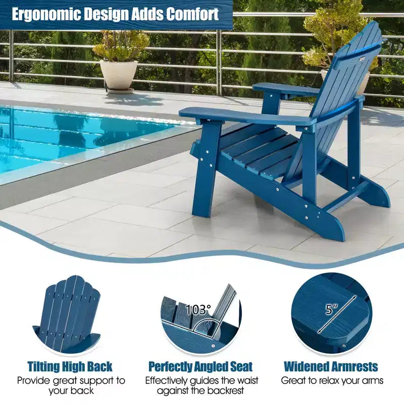 Costway Sedia Adirondack HIPS con Portabicchieri e Cuscino Nero/Verde/Blu Navy/Grigio/Bianco/Giallo