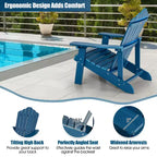 Costway Sedia Adirondack HIPS con Portabicchieri e Cuscino Nero/Verde/Blu Navy/Grigio/Bianco/Giallo