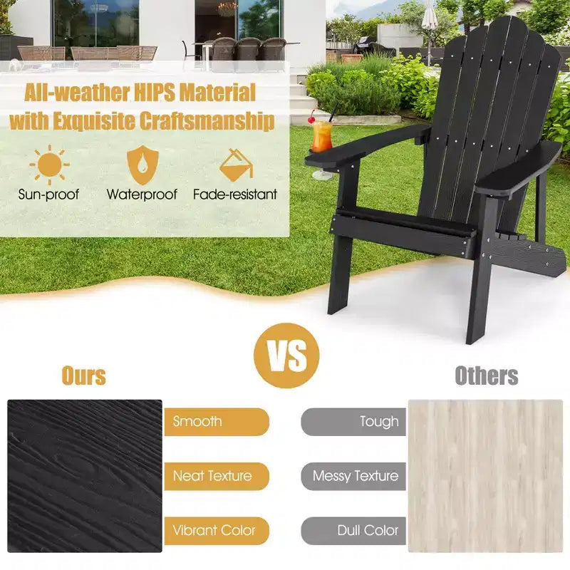 Costway Sedia Adirondack HIPS con Portabicchieri e Cuscino Nero/Verde/Blu Navy/Grigio/Bianco/Giallo
