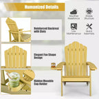 Costway Sedia Adirondack HIPS con Portabicchieri e Cuscino Nero/Verde/Blu Navy/Grigio/Bianco/Giallo