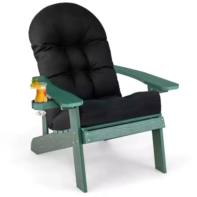 Costway Sedia Adirondack HIPS con Portabicchieri e Cuscino Nero/Verde/Blu Navy/Grigio/Bianco/Giallo