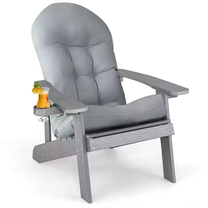 Costway Sedia Adirondack HIPS con Portabicchieri e Cuscino Nero/Verde/Blu Navy/Grigio/Bianco/Giallo