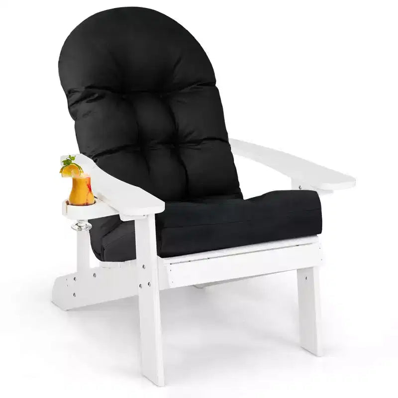 Costway Sedia Adirondack HIPS con Portabicchieri e Cuscino Nero/Verde/Blu Navy/Grigio/Bianco/Giallo